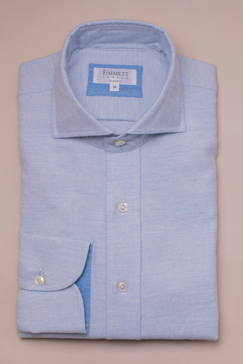 Light Blue Brushed Cotton Shirt – Emmett London