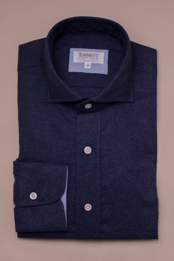 Navy Cotton Cashmere Shirt