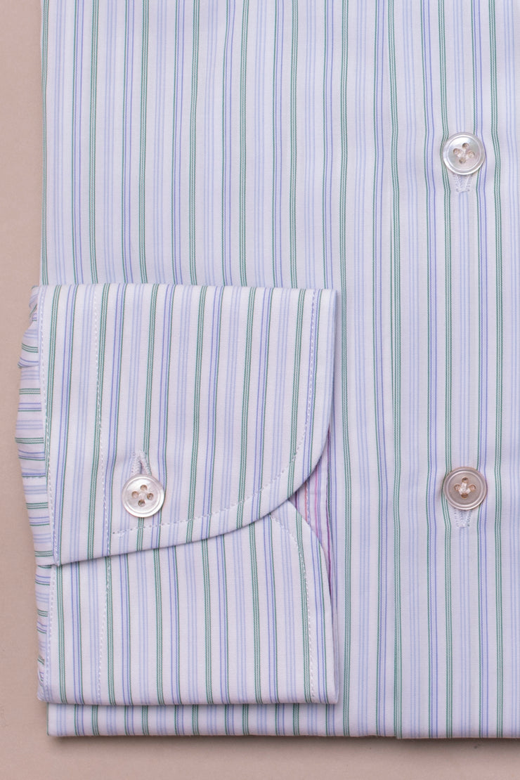 Fine Light Green Striped Shirt