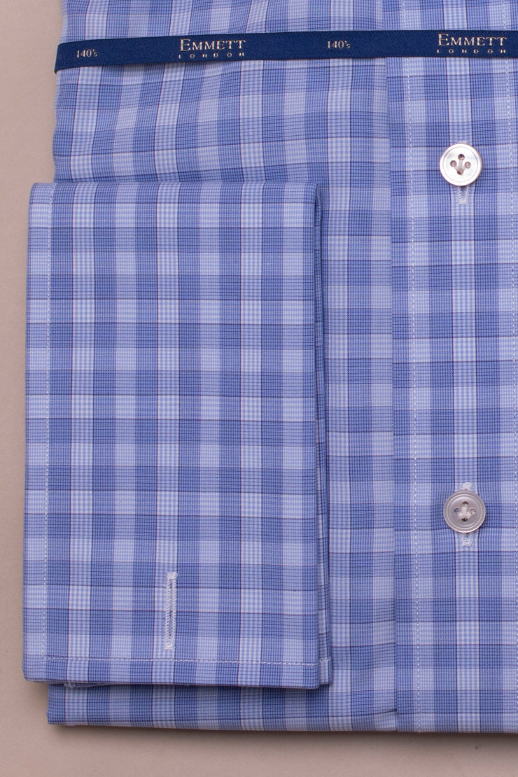 Dark Blue Checkd 140s Shirt