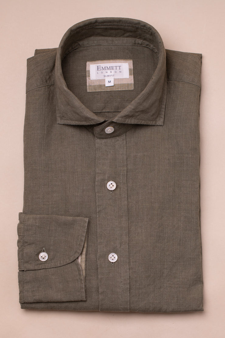 Dark Green Linen Shirt