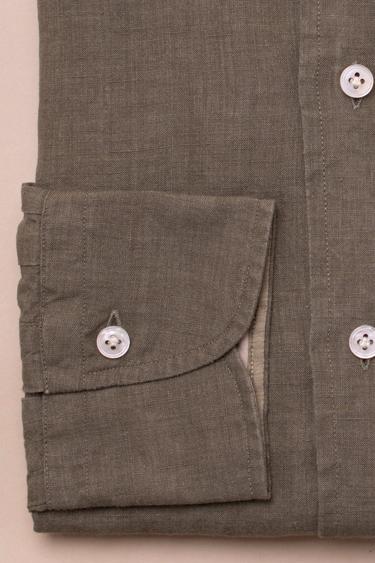 Dark Green Linen Shirt