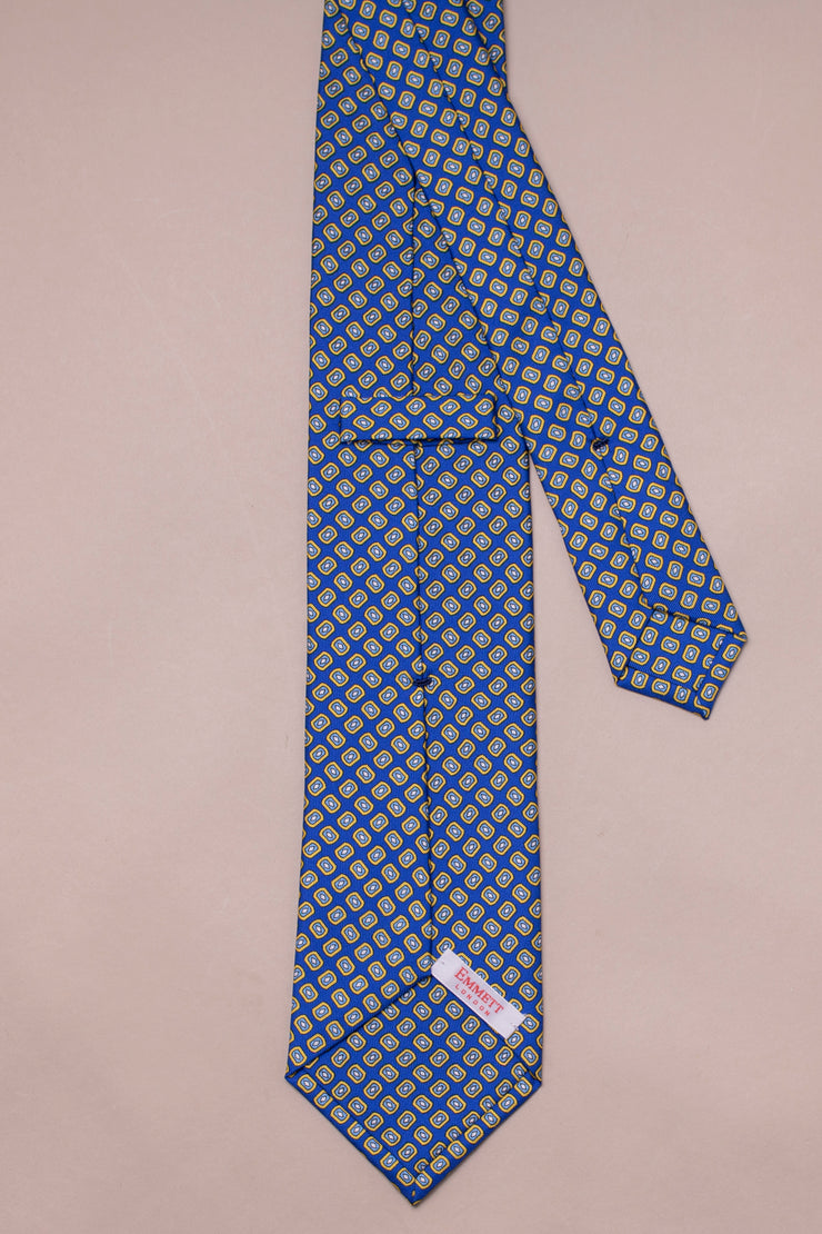 Navy And yellow Diamond Silk Tie