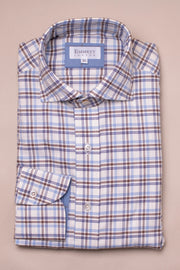 Brown And Blue Mixed Check Shirt