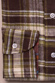 Green Brushed Linen Checked Shirt