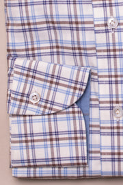 Brown And Blue Mixed Check Shirt