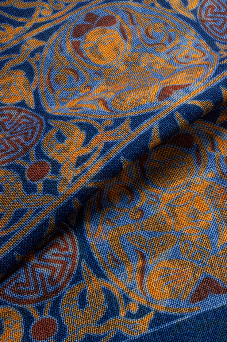 Soft Blue And Yellow Wool Scarf