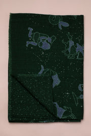 Dark Green Astrology Printed Scarf