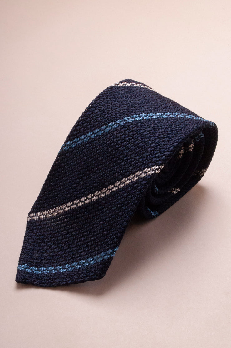 Blue Striped Silk Grenadine Tie