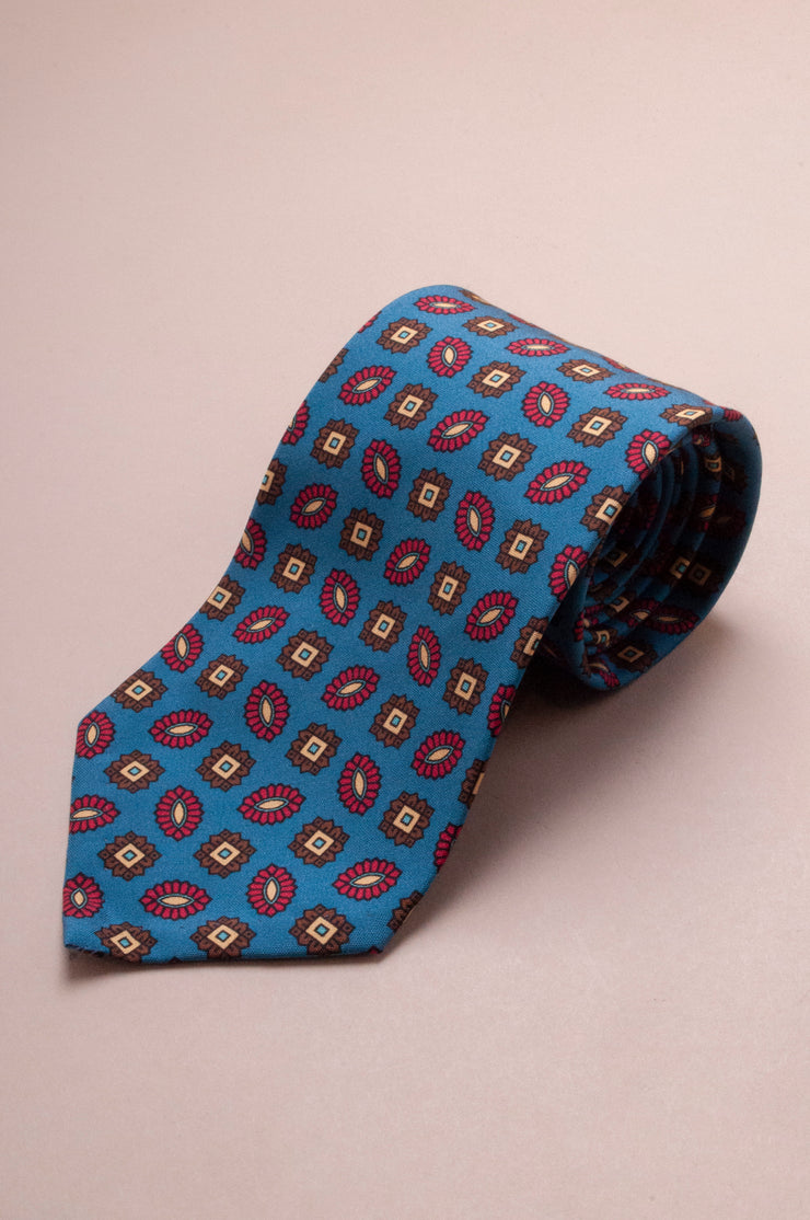 Blue And Red Design Silk Tie