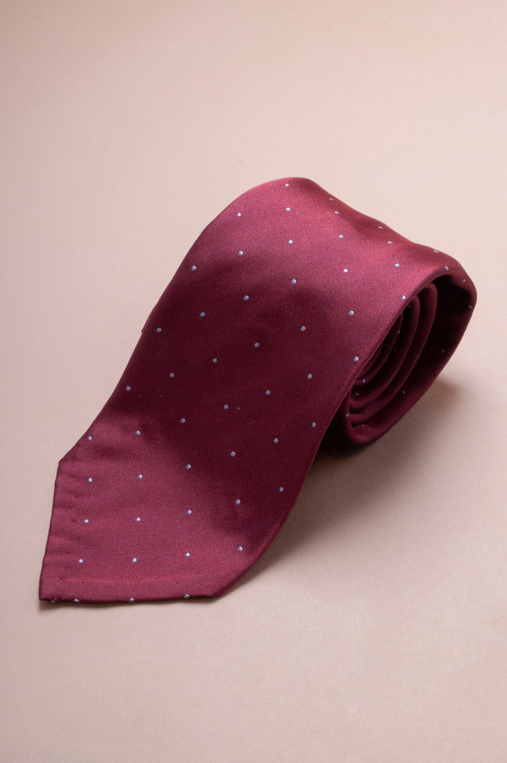 Red With Pink Polka Dot Silk Tie