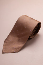 Beige With Pink Polka Dot Silk Tie