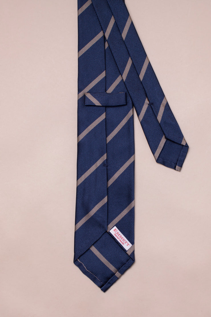 Mid Blue With Silver Stripe Silk Tie