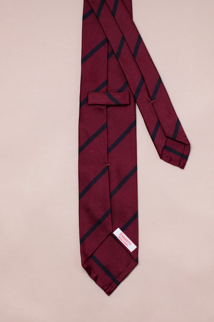 Red With Navy Stripe Silk Tie