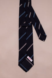 Blue Striped Silk Grenadine Tie