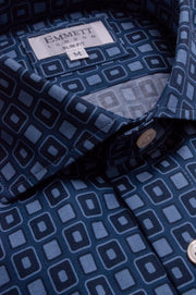 Blue Mixed Square Printed Shirt