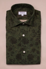 Dark Green Floral Printed Shirt