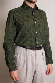 Dark Green Floral Printed Shirt