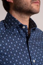 Blue Mixed Square Printed Shirt