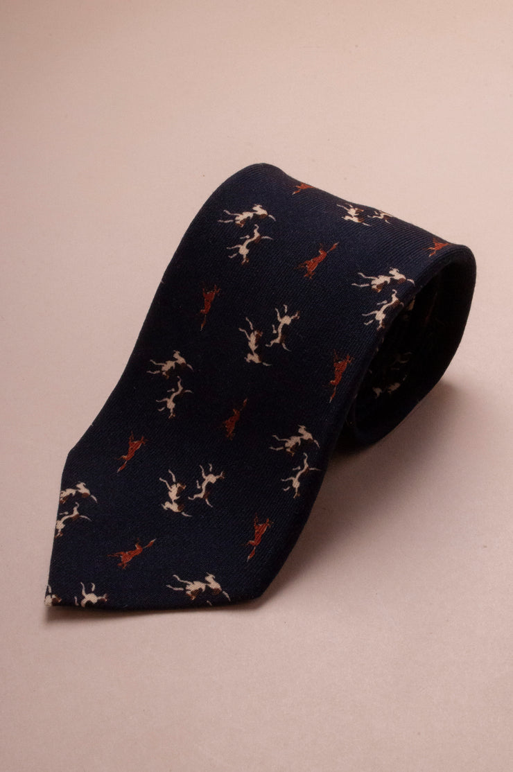 Navy Dogs Wool Tie