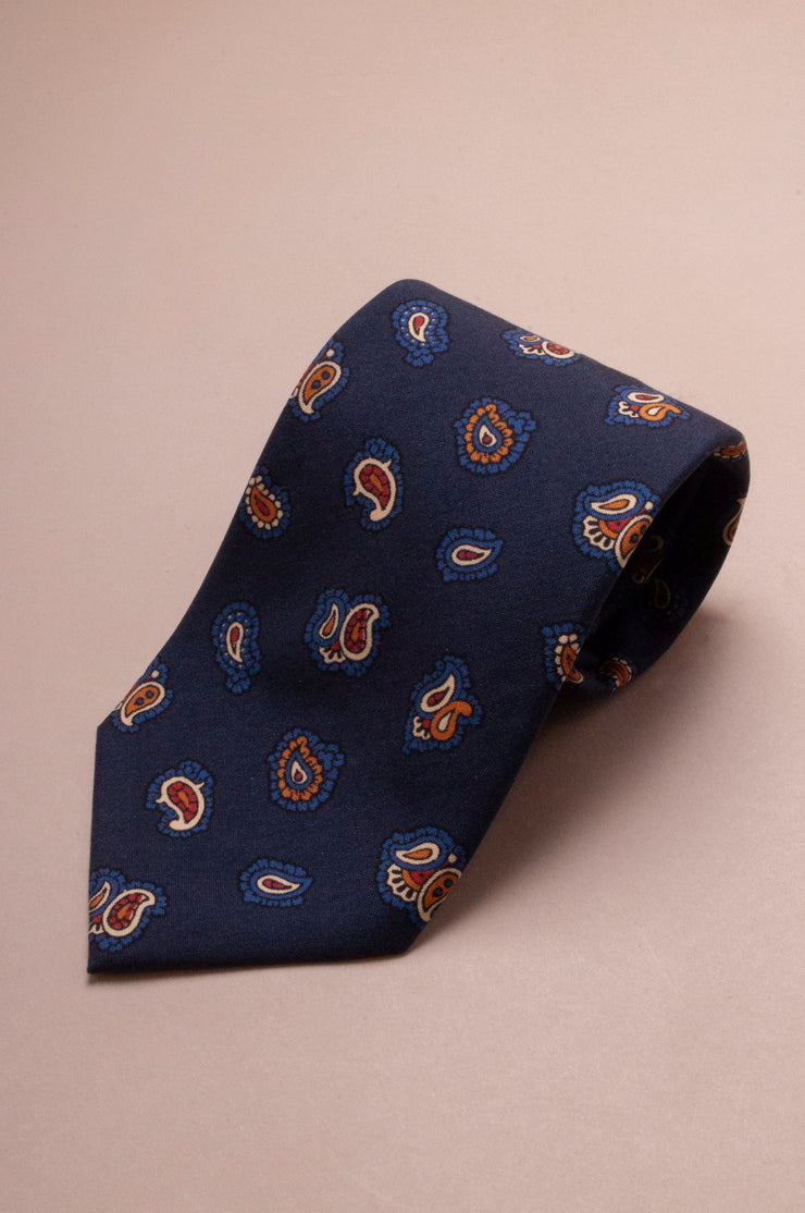 Blue On Blue Paisly Silk Tie