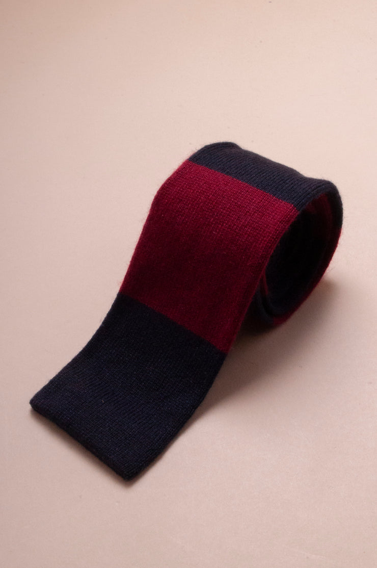 Red On Blue Cashmnere Knitted Tie