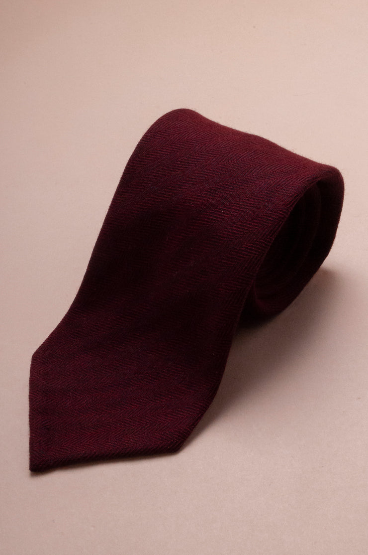 Burgundy Herringbone Wool Tie