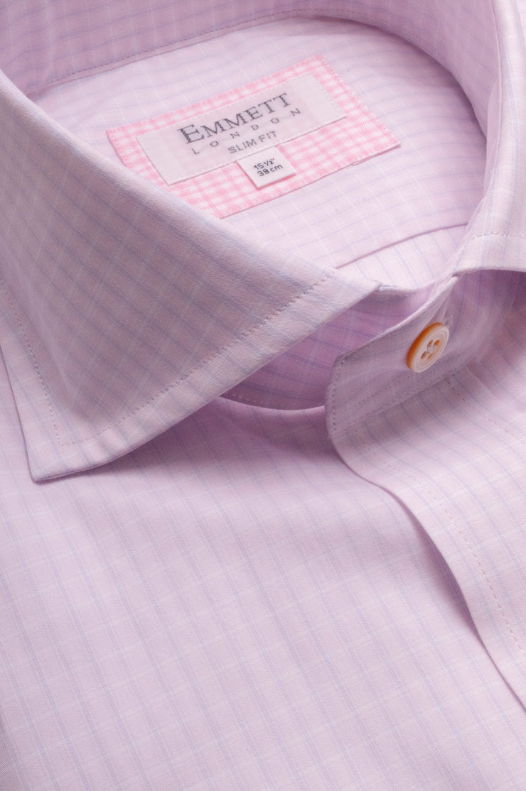 Light Pink On Blue Check Shirt