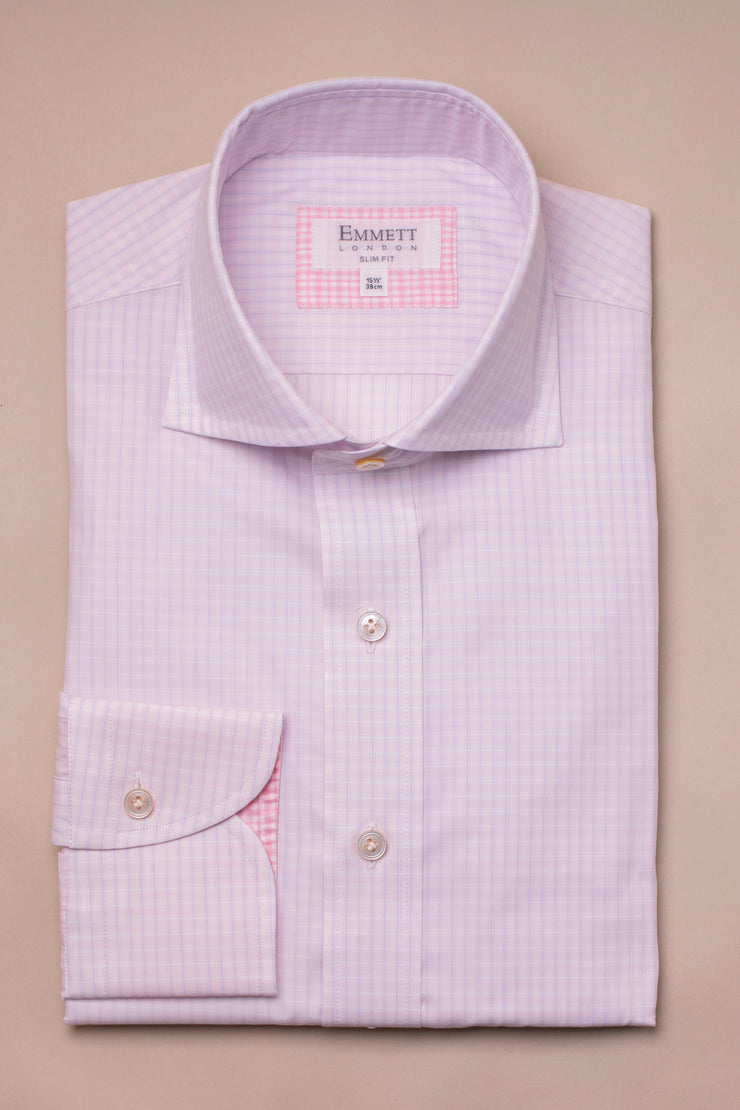 Light Pink On Blue Check Shirt