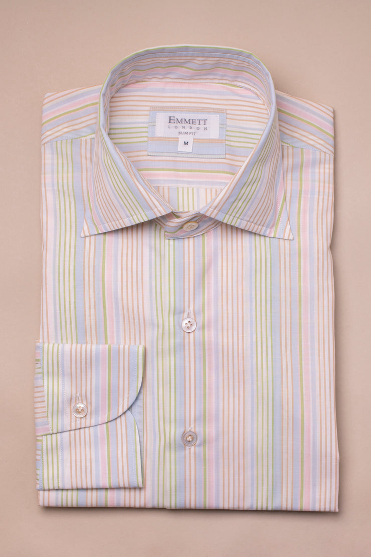 Multi Striped Cotton Silk Blend Shirt