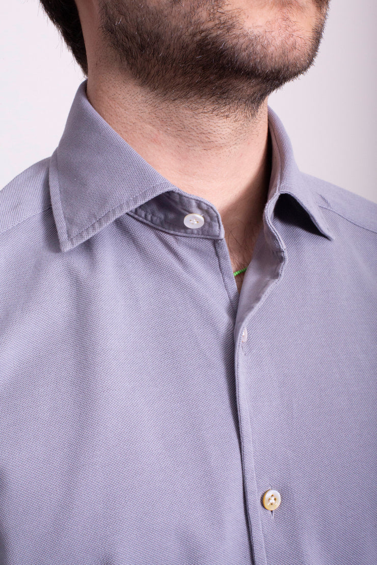 Grey Pique Polo Shirt