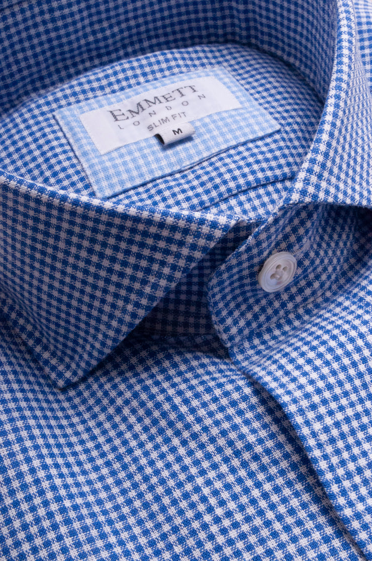 Dark Blue Gingham Linen Shirt