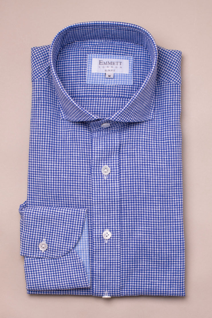 Dark Blue Gingham Linen Shirt