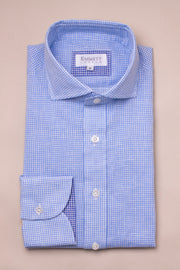 Light Blue Gingham Linen Shirt