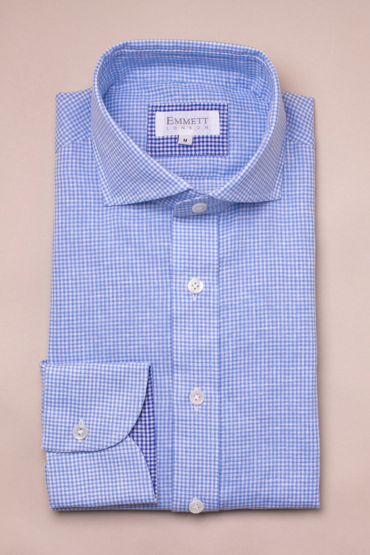 Light Blue Gingham Linen Shirt