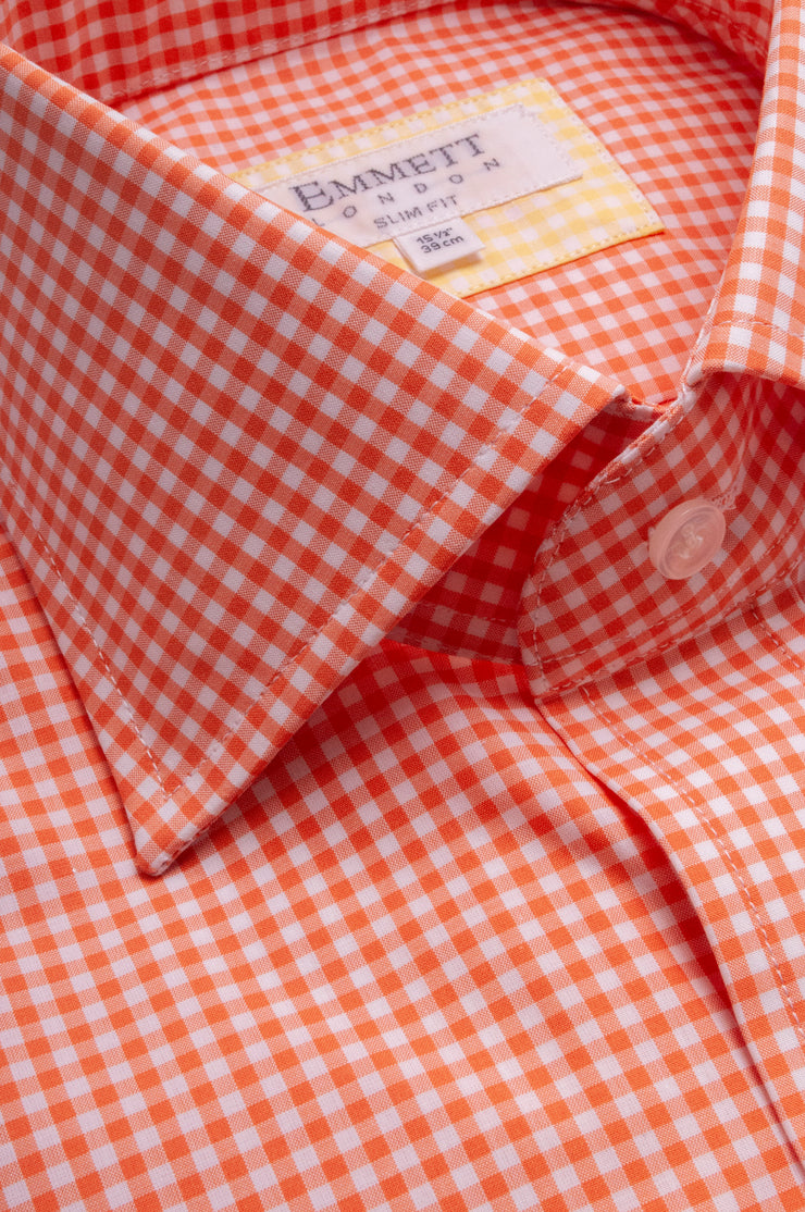 Orange Gingham Check Shirt