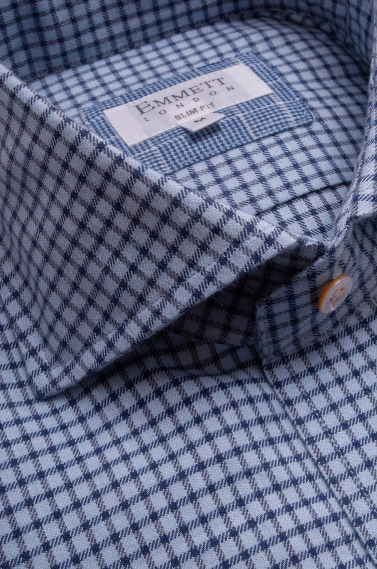 Small Navy Cotton Cashmere Check Shirt