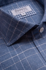 Blue Houndstooth Cotton Cashmere Shirt