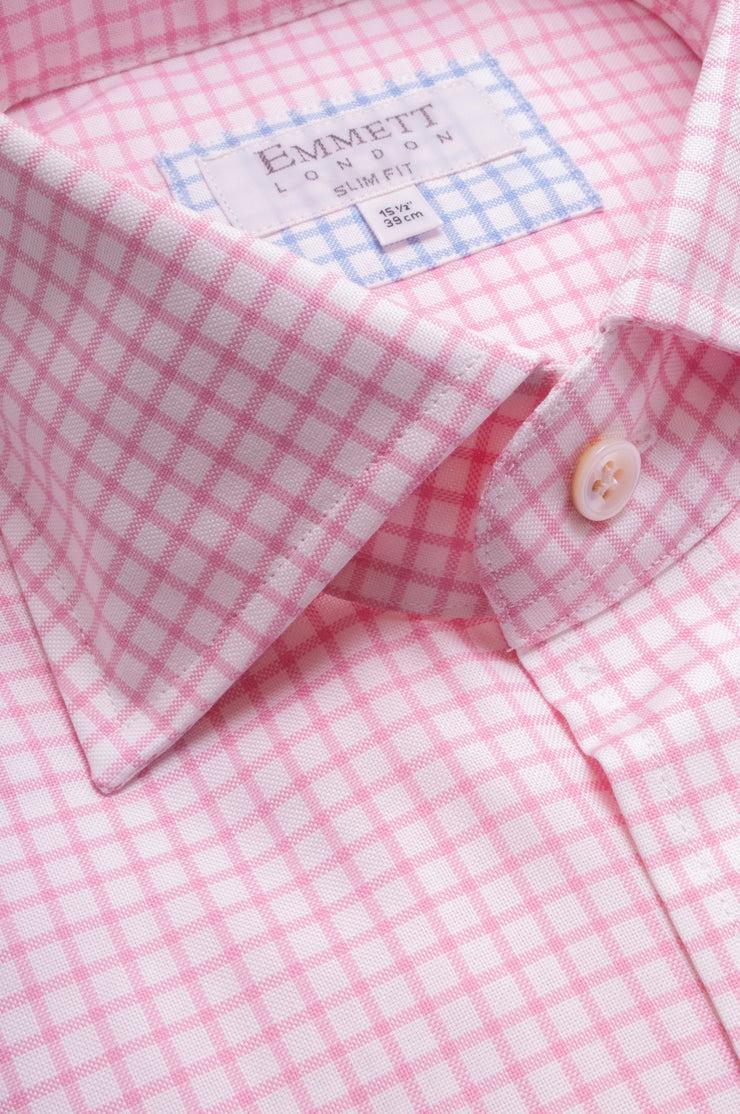 Pink And White Check Oxford Shirt