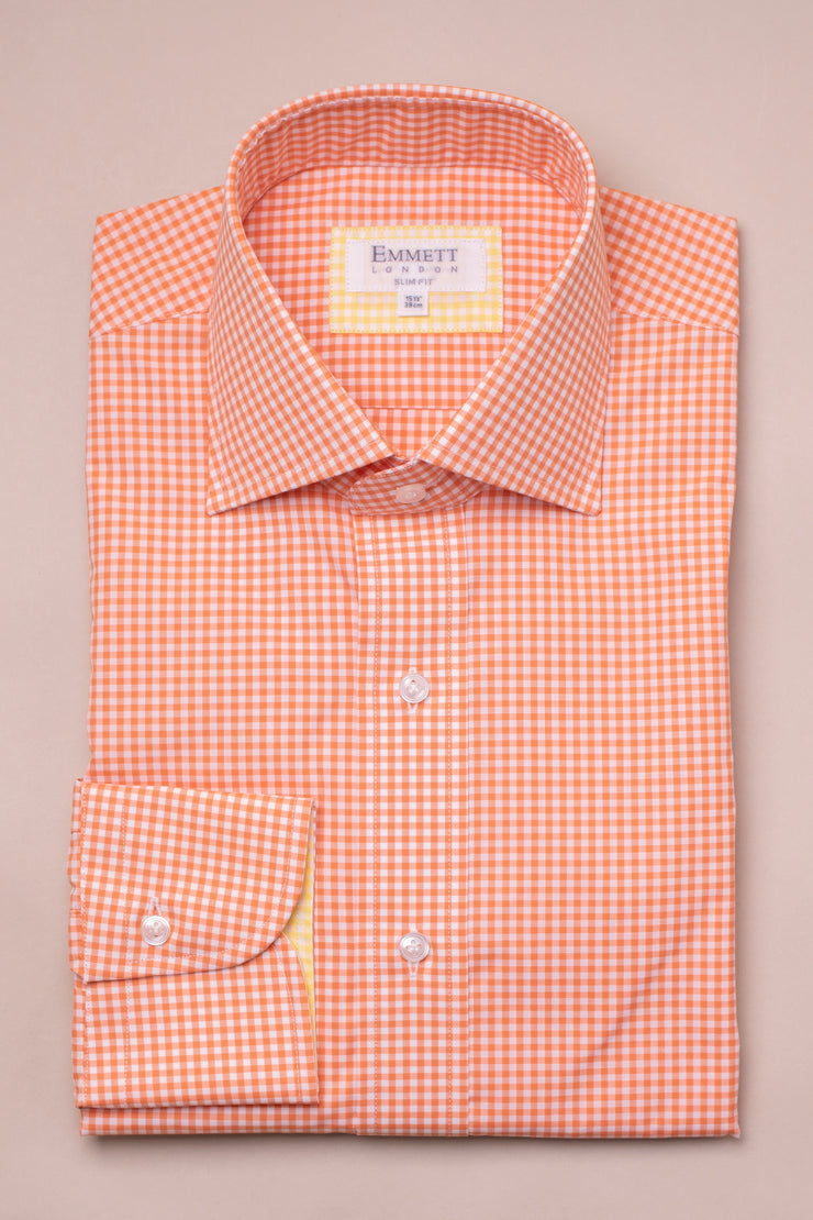 Orange Gingham Check Shirt