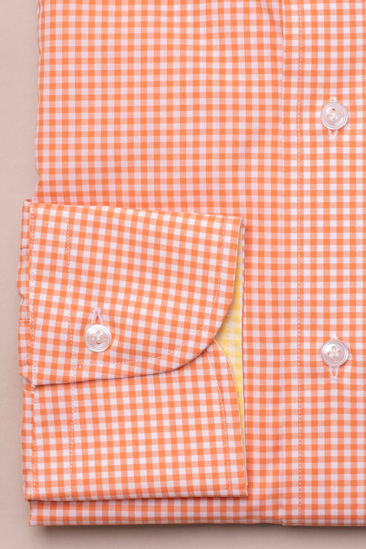 Orange Gingham Check Shirt