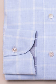 Light Blue Cotton cashmere Check Shirt