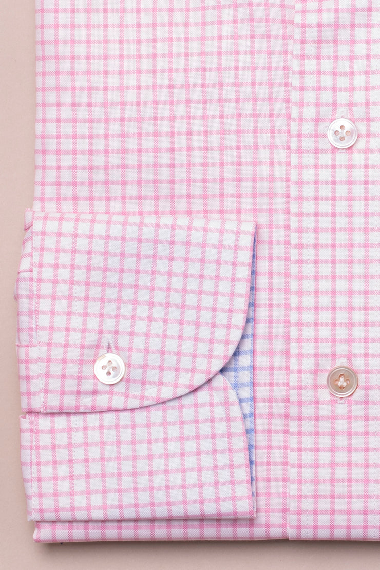 Pink And White Check Oxford Shirt