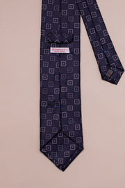 White Blue Square Tie