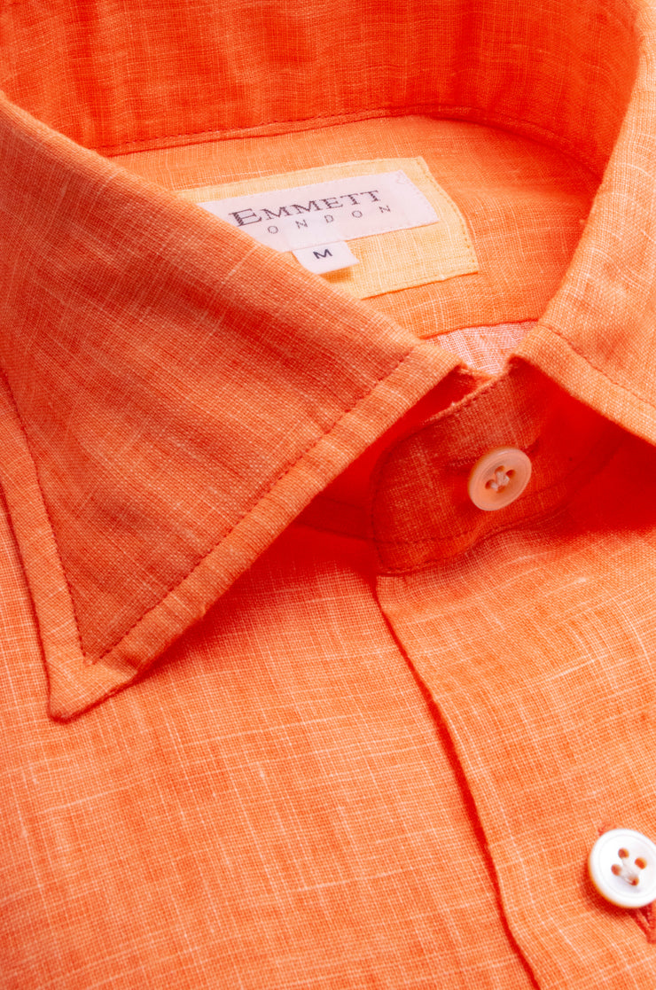 Bright Orange Linen Shirt